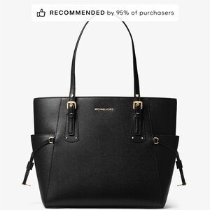 NWT Michael Kors Black Leather Voyager Tote